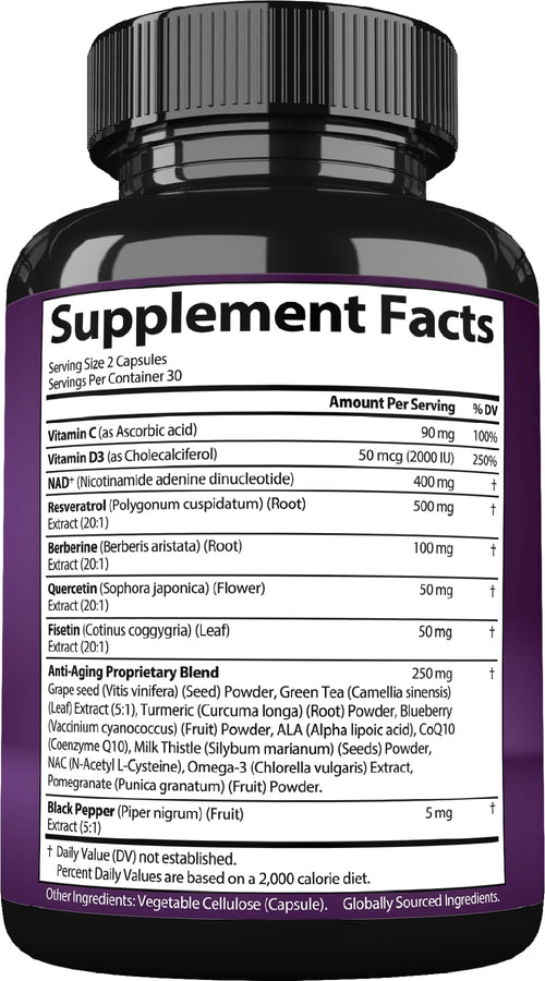 Suplemento de Resveratrol NAD con Berberina para Mujeres y Hombres